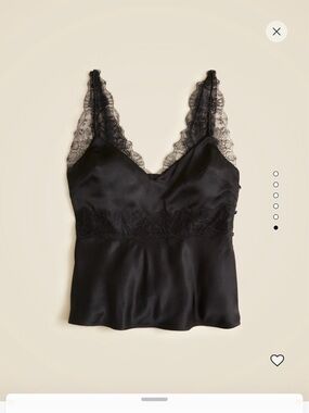 J. Crew Black Satin Camisole with Lace Trim